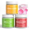 RIHAKO Jelly Mask for Facial Skin Care, Peel-Off Jelly Mask Powder for Hydrating Nourishing Brightening, Jelly Face Mask Set,Turmeric Vitamin C, Rose and Green Tea,Easy DIY Home Spa Kits
