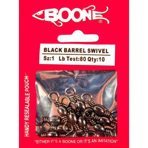 Boone Black Barrel Swivels, 80-Pound