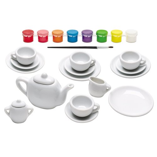Creativity for Kids Mini Tea Set - Paint a Mini Tea Set for 4 - 17 Pieces