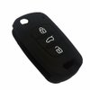 Ezzy Auto 3 Buttons Remote Skin Jacket Silicone Cover Key Case Holder Bag Key Fob Skin Covers Replacement fit KIA Sportage Optima Rio Soul (Black)
