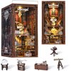 CCCDF Book Nook Kit, DIY Miniature Dollhouse Library House Kit for Adult and Teens, 3D Wooden Puzzle Bookends Bookshelf Insert Decor Model Build with Sensor Led Light (Beyond Library)