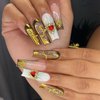 Gehaiwo 96PCS Gold Nail Charms for Acrylic Nails,Alloy Red Heart Cross Rose Flower Angel Frame Nail Decoration,Nail Art Rhinestone Nail Gems Nail Jewels Accessories for Nail Art Supplies DIY Nail