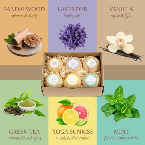 Home Spa Gift Basket Calming Relaxation Aromatherapy Bath Bombs Gifts for Her, 6 Refreshing, Aromatic Scents to Moisturize, Revitalize, Rejuvenate Mind, Body & Soul - Luxury Bath & Body Set for Women
