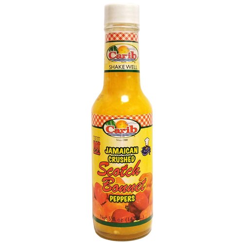 Carib Jamaican Yellow Crushed Scotch Bonnet Peppers 5oz Pack of 2 Sealed with ODatzGood and Keychain Bottle Opener (Pack of 2)