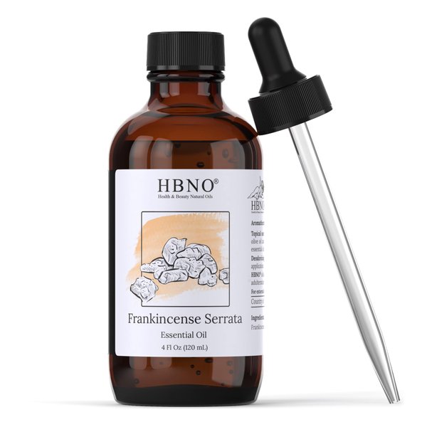 HBNO Frankincense Essential Oil - Huge 4 oz (120ml) Value Size - Natural Frankincense Serrata Oil - Perfect for Cleaning, Aromatherapy, DIY, Soap & Diffuser