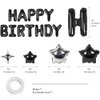 Black and Silver Birthday Party Decorations, Happy Birthday Decorations for Men Women Boys Girls with Happy Birthday Balloon Banner, Fringe Curtains,Star Balloons Kit For Boys Birthday Party Supplies