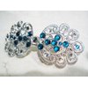 Generic Silver filigree hair clip barrette with blue crystals bridal hair clip