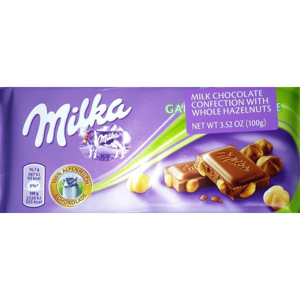 Milka Milk Chocolate with Whole Hazelnuts (Pack of 10)