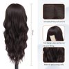 IFSUP Long Brown Wig with Bangs for women Long Wavy Dark Brown Curly Wigs Natural Looking Premium Protein Fiber Hair Replacement Wigs Cosplay Costume Halloween Wigs(26'' Brown)