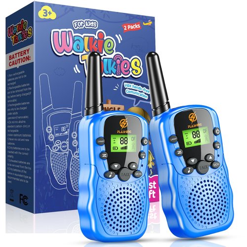Walkie Talkies for Kids 2 Pack: Long Range Kids Blue Walkie Talkies for Boys Christmas Birthday Gifts Kids Outdoor Toys for 3 4 5 6 7 8 9 Year Old Boy Kid Gift Toy Age 3-12 Camping Hiking