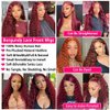ZHUO JIA Glueless lace front Wigs Human Hair Pre Plucked 26 Inch Deep Wave Lace Front Wigs Human Hair 99j Burgundy 13x4 HD Lace Front Wigs Human Hair 180% Density Human Hair (26 Inch)