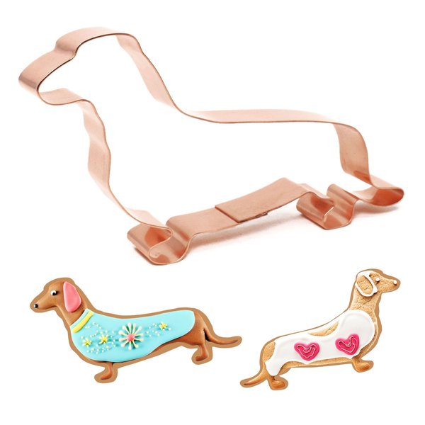 Dachshund Dog Breed Cookie Cutter 3 X 5.5 inches - Handcrafted Copper Cookie Cutter by The Fussy Pup