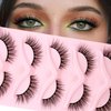 Cat-Eye Lashes Wispy Eyelashes 15mm Fox Eye Lashes Angel Wing Lashes Faux Mink False Eyelashes Natural Look 5 Pairs pack (5P-B27)