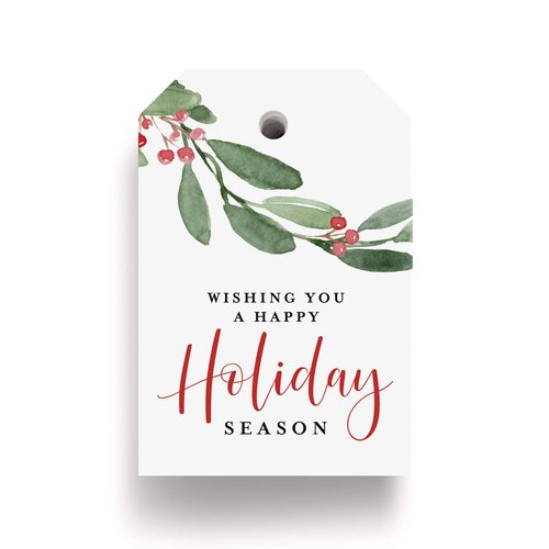 Bliss Collections Holiday Season Gift Tags, Holiday Foliage, Holly Greenery Cards for 'Tis The Season Events, Parties and Celebrations, 2"x3" (50 Tags)