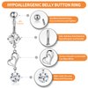 Qinzave 14G Belly Button Ring for Women Girls Surgical Stainless Steel Belly Button Piercing,CZ Dangle Belly Piercing Jewelry