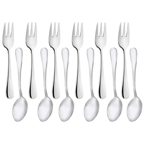 Snamonkia Small Appetizer Forks and Demitasse Spoons Stainless Steel Set of 12, 5.4 Inches, Salad Dessert Coffee Cocktail Espresso Flatware