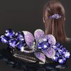 Missgrace Vintage Flower Blue Purple Design French Barrettes Hair Clasps Hair Accessories Bridal Wedding Prom Party Shiny Hair Comb for Women (Purple)