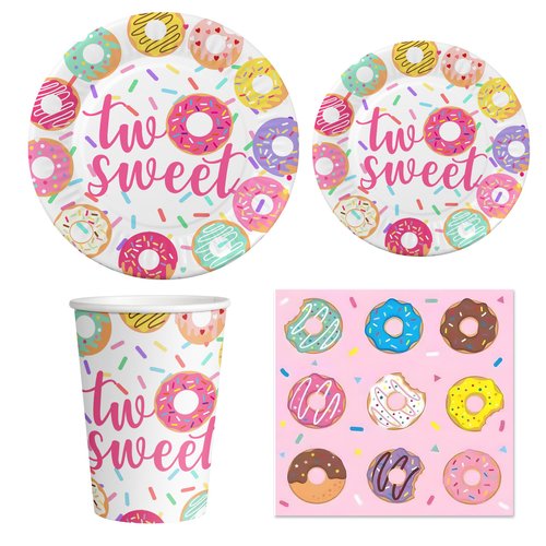 Two Sweet Birthday Party Supplies,Sweet Two Birthday Decorations,Two Sweet Birthday Decorations Girl,Two Sweet Donut Birthday Party