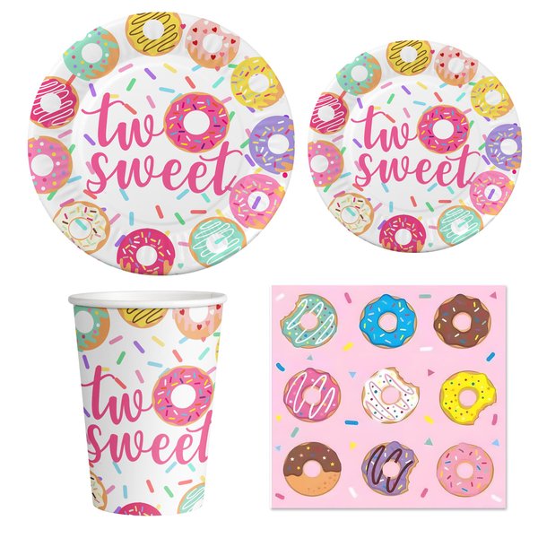 Two Sweet Birthday Party Supplies,Sweet Two Birthday Decorations,Two Sweet Birthday Decorations Girl,Two Sweet Donut Birthday Party