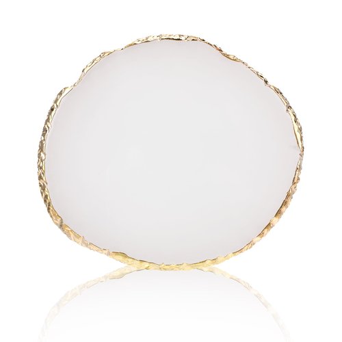 Ouligay Resin Nail Art Palette Makeup Mixing Palette Gold Edge Nail Art Tool Gel Design Nail Art Makeup Mixing Tray DIY (White)