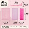 Glamlily Hair Rollers, 48 Piece Set Self-Grip Pink Hair Curlers in 3 Sizes with Duck bill Clips - Heat Free Hair Volumizing Rollers for Natural Hair, Wigs, Extensions