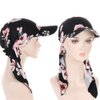 DINPREY Long Pretied Head Scarves for Women Bandana Turban Hat Chemo Cancer Headscarf Headwraps Headwear for bald women hair wraps Hair Cover Hat (3 PCS Flower)