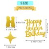 Pre-Strung It's My Golden Birthday Banner including 1 PC Happy Golden Birthday Cake Topper Set for Golden Birthday Party Glitther Gold Happy Birthday Decorations Gold Birthday Party Supplies
