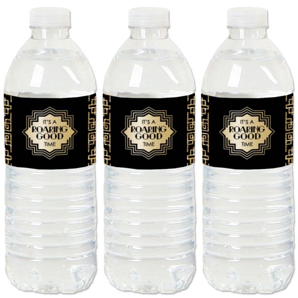 Roaring 20's - 1920s Art Deco Jazz Party Water Bottle Sticker Labels - Set of 20