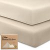 2-Pack Waterproof Crib Sheets Neutral - Bamboo Viscose Fitted Crib Sheet, Waterproof Crib Mattress Protector, Crib Sheets for Boys, Girls, Baby Crib Mattress Sheet, Toddler Bed Sheets (Ecru)