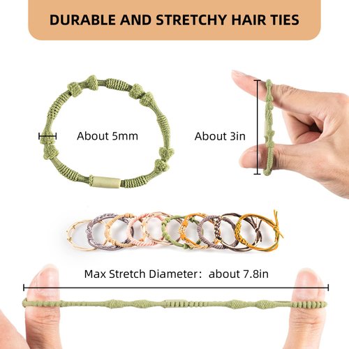 Boho Hair Tie Bracelets 20 Pcs, Braided Hair Ties for Women Ponytail Holders Wrist Decor Handmade Mix Elastic Hair Bands for Thick Hair/Pony Tails(20Pcs-A)