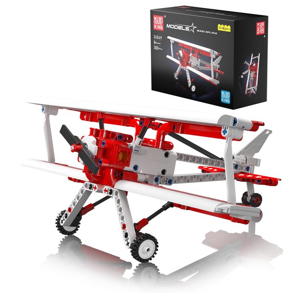 Mould King Mini Vintage Biplane Building Sets, Mini Biplane Building Blocks, Toy Airplane Building Kit, Micro Aircraft Building Toys for Age 8+(300PCS)