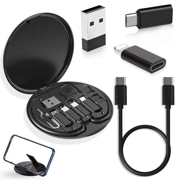 Tek Styz Multi-USB 60W Charging Adapter Cable Kit Compatible with Asus ROG Phone 6D Ultimate Conversion Plus Stand, 5Gbps Data Transfer USB-C MicroUSB Card Pin Holder Storage