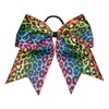 NEW "LEOPARD RAINBOW" Cheer Bow Pony Tail 7 Inch Girls Hair Bows Cheerleading Practice Football Games Uniform Hairbow Birthday Grosgrain Ribbon