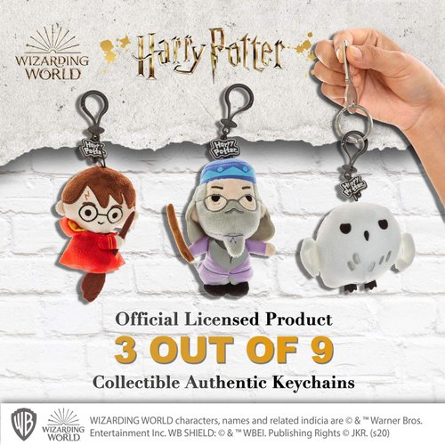 Plush Harry Potter Keychains Set – 3 Washable, Polyester Figures Including Dumbledore, Harry & Hedwig – Harry Potter Gifts, Accessories, Collectibles, Party Favors, Merch by PMI, 4.5 in.