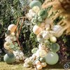Sweet Baby Co. Sage Green Balloon Garland Arch Kit with Eucalyptus Olive, Peach, White, Gold Balloons and Greenery for Forest Safari Jungle Tropical Theme Decorations Baby Bridal Shower Birthday Party