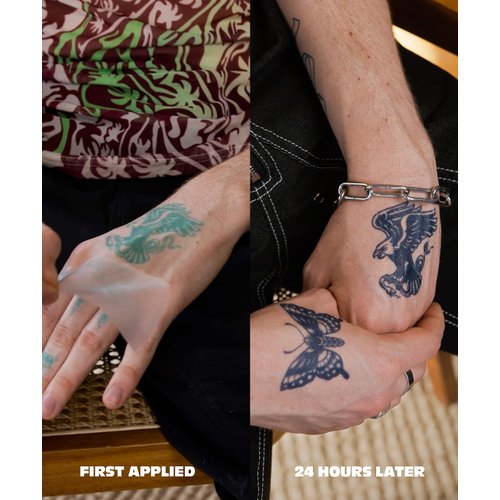 Inkbox Temporary Tattoos, Semi-Permanent Tattoo, One Premium Easy Long Lasting, Water-Resistant Temp Tattoo with For Now Ink - Lasts 1-2 Weeks, Flaw, 4 x 4 in