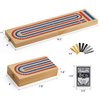 Ceebyfa Foldable Cribbage Board Game Set, Portable Travel Cribbage Board with Storage Area, 9 Metal Pegs, 1 Playing Card and Instruction. Classic Cribbage Game for Family.