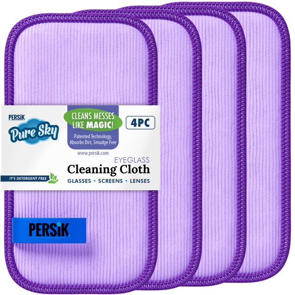 Pure-Sky Eyeglass Cleaner Cloth – Streak Free Ultra Microfiber Eyeglass Cleaner Wipes - Leaves no Wiping Marks - [4 Pack] - Cleans Lenses, Glasses, Screens, Cameras, Cell Phone, Eyeglasses, Tablets