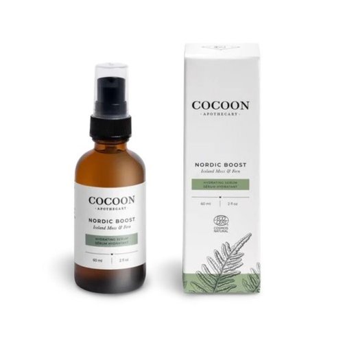 COCOON APOTHECARY Nordic Boost Hydrating Serum, Ecocert Cosmos Natural, Reduce Wrinkles, Hyaluronic Acid, Aloe Vera, Peat Moss, Polypody Fern, Iceland Moss, 2 fl oz