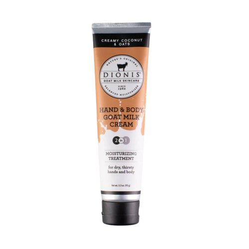 Dionis Goat Milk Skincare 3.3oz Creamy Coconut and Oats Scented Hand & Body Cream - Travel Size For Hydrating & Moisturizing