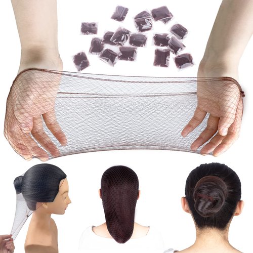 BEAUEXE Dark Brown Hairnets 30 PCS Invisible Hair Nets Elastic Edge Mesh for Women Bun Ballet Dancer Kitchen Food Serive 22"…