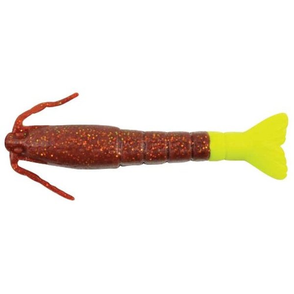 Berkley Gulp! Shrimp, 3in, 3" (6 Count) , Root Beer Gold/Chartreuse