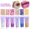 HWSHQY OO Light Purple Body Glitter,Mermaid Face Glitter Gel,Sparkly Glitter Makeup Chunky Glitter for Face Body Hair Eyes Lip,Halloween Sequins Face Body Glitter for Women and Kids,50ML