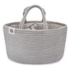 Parker Baby Rope Diaper Caddy Organizer - Nursery Storage Bin and Car Organizer for Diapers and Baby Wipes - Diaper Organizer for Baby Essentials - Gray
