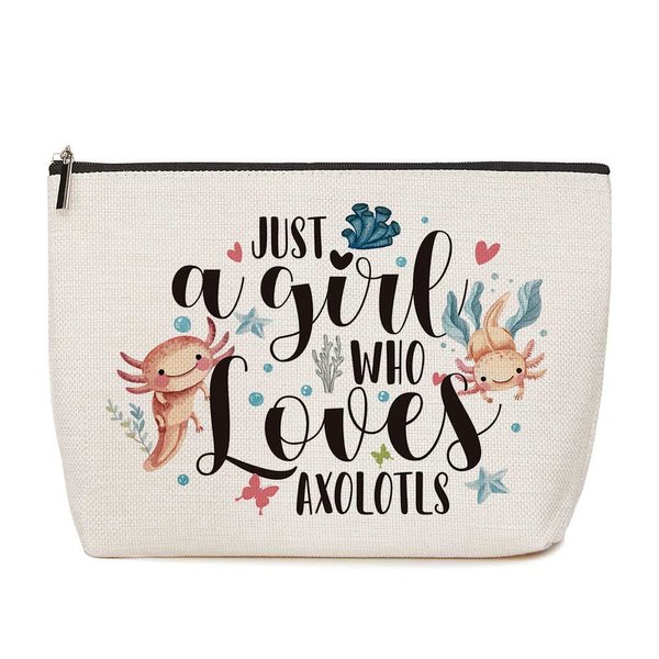 Axolotl gifts for girls Just A Girl Who Loves Axolotls Makeup Bag Axolotl Birthday Decorations Axolotl Lover Stuff Birthday Christmas Gifts for Daughter Sister Bestie Friends