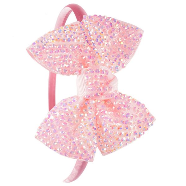 CIEHER Bow Headbands for Girls Pink Sparkling Rhinestone Bow Hairbands for Girls Bow Hair Accessories Girls Costume Accessories