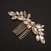 BERYUAN Sparkly Crystal Rhinestone Wedding Hair Comb Teardrop Rhinestone Headpiece Silver Gold Rhinestone Slide Comb Silver Gold Wedding Hairpiece for Women (gold)