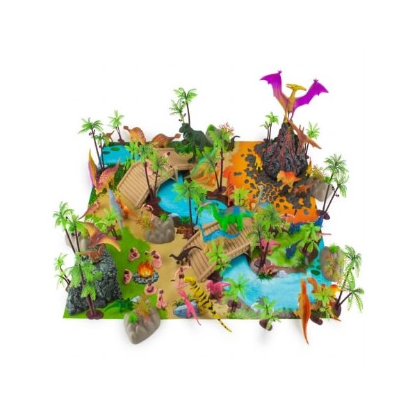 212 Main Prehistoric Playset with Play Mat & Storage Container 100 Piece
