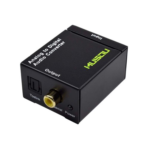 Musou RCA Analog to Digital Audio Converter with Optical and Coaxial Inputs, Including Optical Cable and Power Adapter