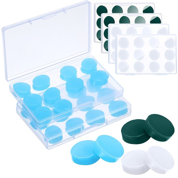 Frienda 36 Pairs Ear Plugs for Sleeping Reusable Moldable Silicone Gel Wax Earplugs Waterproof Earplugs Noise Cancelling Ear Plugs for Adults Swimming Snoring Studying(White, Blue, Green)